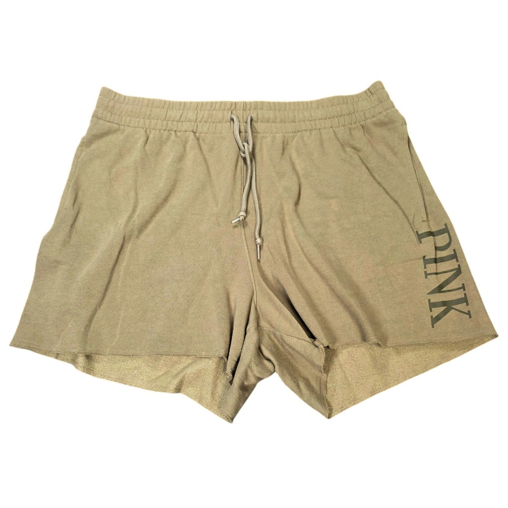 Victoria's Secret PINK Fleece Lounge Shorts Women's Size XL Olive Green Logo‎